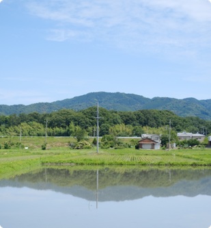 木津川の水面と山並み